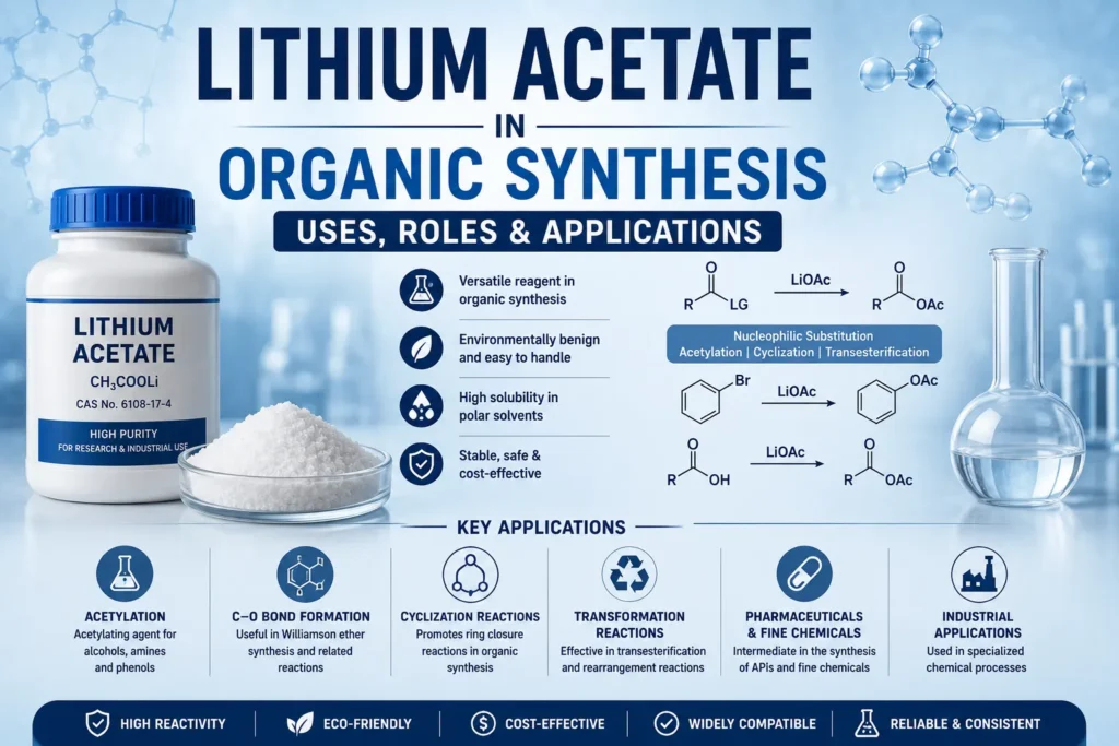 Lithium Acetate in Organic Synthesis: Uses, Roles & Applications