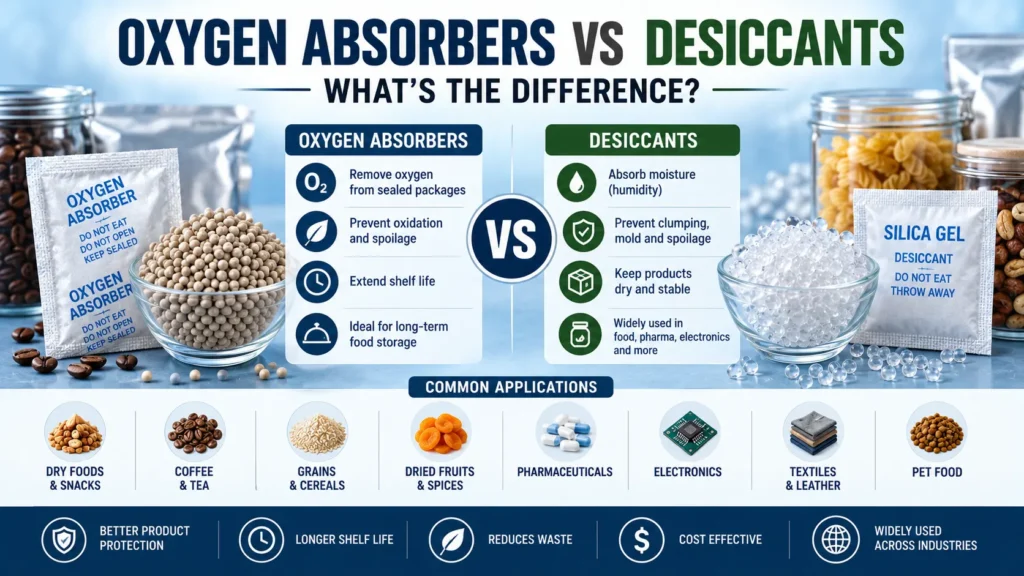 Oxygen Absorbers vs Desiccants: Key Differences Explained